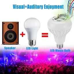 Musify Best Superb Sound Quality 3 In 1 12W Led Bulb With Bluetooth Speaker With Remote Control Music Light Bulb B22 + Rgb Light Self Changing Color Lamp Built-In Audio Speaker For Home, Bedroom, Living Room, Party Decoration High Bass Waterproof 8 W Bluetooth Home Theatre image 3