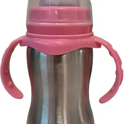 2 in 1 Baby Stainless Steel Feeding Bottle for Kids/Infants | Sipper, Nipple - 290 ml-image-2