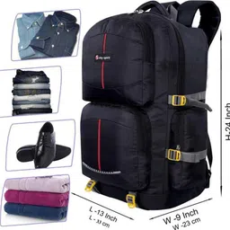 sky spirit LARGE 55L TRAVEL BACKPACK FOR OUTDOOR SPORT HIKING Rucksack - 50 L (black) Rucksack - 50 L image 5