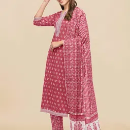 KALINI Women Pink Ethnic Motifs Printed Regular Gotta Patti Kurta with Palazzos & With Dupatta image 5