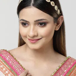 Sanjog Gold-Plated Kundan-Studded & Pearl Beaded Matha Patti image 5