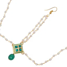 Ruby Raang Gold Plated Kundan-Studded & Beaded Layered Matha Patti image 3