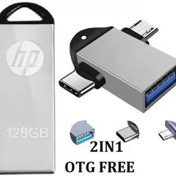 HP MR+ 2IN1 OTG FREE 128 GB Pen Drive Compatible with Laptop, Mobile, Netbook, Tablet, Audio Player, Television USB 2.0 Metal Case image 1