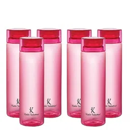 Kuber Industries Pink Set of 6 Plastic Printed Water Bottle image 1