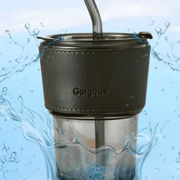 WELOUR Black Glass Printed Water Bottle 450 ml-picture-17