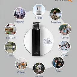 Speedex Black Set of 3 Stainless Steel Solid Water Bottle-image-64
