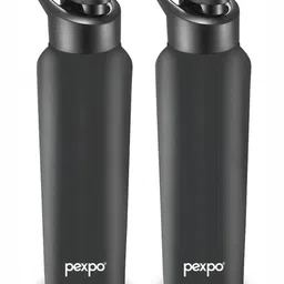 Pexpo Black & White 2 Pieces Single Wall Vacuum Sipper Water Bottle 1 L image 1