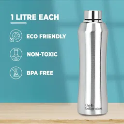 The Better Home Silver-Toned 3 Pieces Stainless Steel Water Bottle image 3