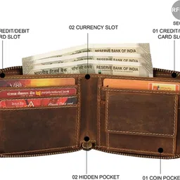 g & h Men Trendy, Formal Brown Genuine Leather RFID Wallet image 2