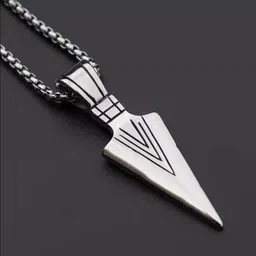syrma Arrow and Black Onyx Bar Pendant for Men and Women, Daily wear Pendant (Combo) Plain Silver Dog Tag image 2