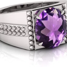 pranjal gems 7.25 Ratti Amethyst Gemstone Adjustable Ring With Lab CertificateAG Silver Amethyst Ring-picture-27
