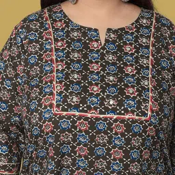 kalini MIRCHI FASHION Women Black Ethnic Motifs Pure Cotton Kurta with Trousers & Dupatta image 2