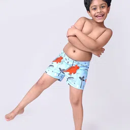 Yellow Bee Boys All Over Dino Printed Mid-Rise Swim Bottom-picture-34