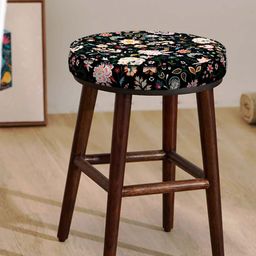 Chumbak Black & Pink Floral-Printed Round Ottomans-picture-35