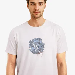 RARE RABBIT Men Solid Graphic Print Others Round Neck Cotton T-Shirt image 2