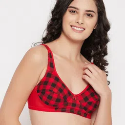 Clovia Red Checked Non Padded Everyday Bra-picture-26