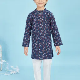 Maaikid Boys Ethnic Motifs Printed Pure Cotton Straight Kurta With Pyjama-picture-13