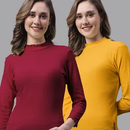 FBAR Pack Of 2 High Neck Bio-Wash Cotton Tops-picture-29