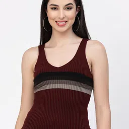 Kalt Striped V-Neck Sleeveless Tank Top-image-0