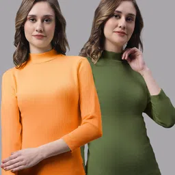 FBAR Pack Of 2 High Neck Knitted Cotton Fitted Tops-image-65