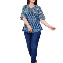 BAESD Floral Printed Bell Sleeves Cotton Top-image-89