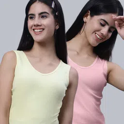 FBAR Pack Of 2 Scoop Neck Sleeveless Ribbed Cotton Crop Tops-picture-33