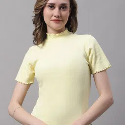 FBAR High Neck Short Sleeves Cotton Top-image-74