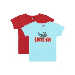 Actuel Girls Pack of 2 Printed Round Neck Short Sleeves Cotton Top-picture-26
