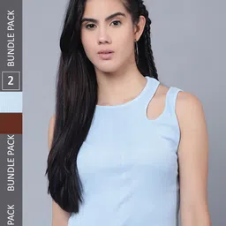 Boleem Pack Of 2 Cut-Out Cotton Crop Tops image 1