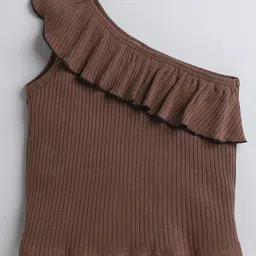 AWW HUNNIE Girls One Shoulder Ruffled Cotton Top-picture-58