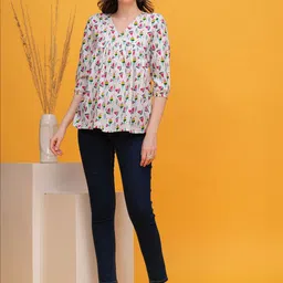 Vilgi Women Conversational Printed Organic Cotton Empire Top-picture-24