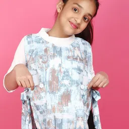 V-Mart High Neck Abstract Print Georgette Top image 1