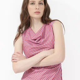 RAREISM Striped Cowl Neck Sleeveless Cotton Top-picture-17
