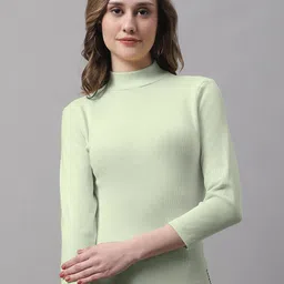 FBAR Pack Of 2 High Neck Ribbed Fitted Skin Friendly Pure Cotton Tops image 2