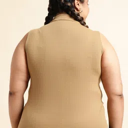 UnaOne Plus Size Pack of 2 Ribbed High Neck Cotton Fitted Tops image 4