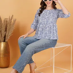 COTLAND FASHION Women Floral Printed Cotton Top image 5