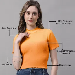 FBAR Pack Of 2 High Neck Ribbed Fitted Skin Friendly Pure Cotton Crop Tops image 3