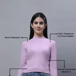 FBAR Pack Of 2 High Neck Ribbed Cotton Fitted Crop Tops image 3