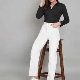 Trend Level Pack of 2 Ribbed Shirt Collar Cotton Solid Tops image 4