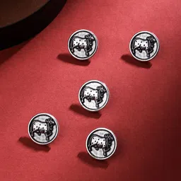 COSA NOSTRAA Set Of 5 Circular Daring Deer Textured Buttons-picture-23