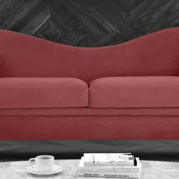 woodsworth from pepperfry Regal Velvet 2 Seater Sofa in Wine Red Colour image 1