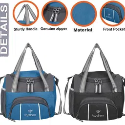 taschen All Age Combo Offer Lunch Bags Branded Trendy Premium Quality Carry on School Office & Picnic (Sky Blue+Black 3014+3013) Waterproof Lunch Bag image 2