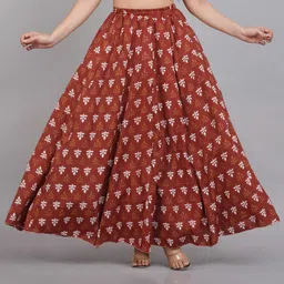 aarmad Women Printed Flared Maroon Skirt-picture-12