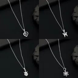 combo pendant for girls Silver, Rhodium Diamond Silver, Alloy Pendant-image-24