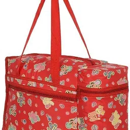 PVC Teddy Print Mothers Bag With 2 Bottle Holders & Handle (Red) Mothers Bag-image-13
