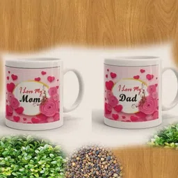 rhythm gift4u Fathers Day Cup 330ML Birthday Anniversary Gift for Father (I Love my Dad and Mom Set of 2) Gift for Father Mother Dad Mom Birthday Anniversary Ceramic (330 ml, Pack of 2) coffee mug 2504 Ceramic Coffee Mug-picture-16