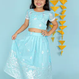 KID1 Girls Printed Foil Print Ready to Wear Chanderi Pavda Pattu Lehenga & Choli-picture-48