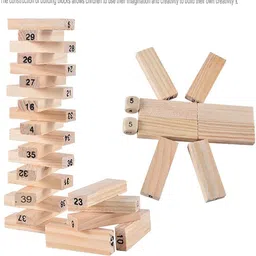 kidzblend 54 Pcs Wooden Jenga Blocks | Classic Tumbling Tower Game for Kids & Families |-picture-41