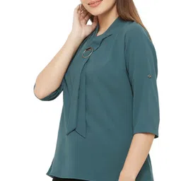 go.4.it Casual Regular Sleeves Solid Women Blue Top image 3