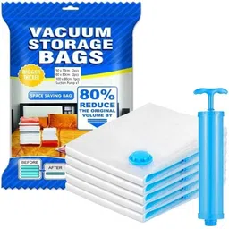 zx SRZ Reusable Vacuum Storage Bags (Pack of 5, with Travel hand Pump) High Volume Storage Vacuum Bags-picture-12